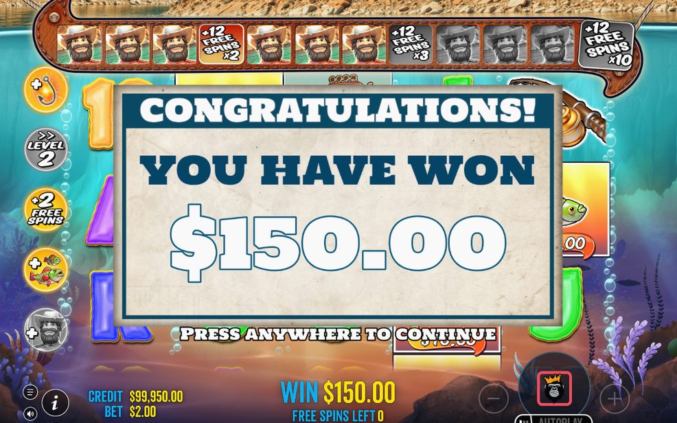 Win total shown after a paying line lands