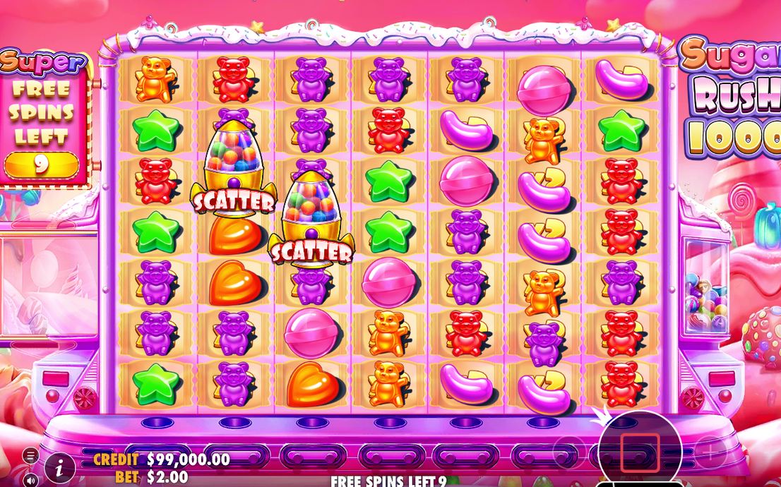 Free spins screen with the spin count in play