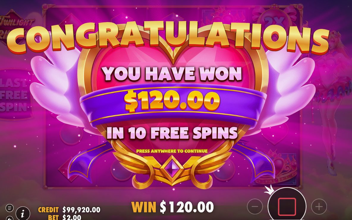 Win screen with a cluster of symbols and its payout